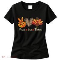 Peace Love Turkey Little Pilgrim Thanksgiving Women's T-Shirt thumb 0