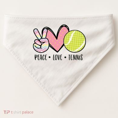 Peace Love Tennis Cute Design USA-Made Doggie Bandana