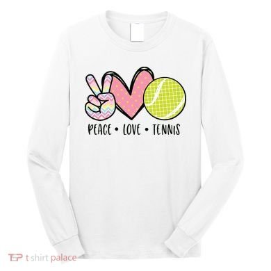 Peace Love Tennis Cute Design Long Sleeve Shirt