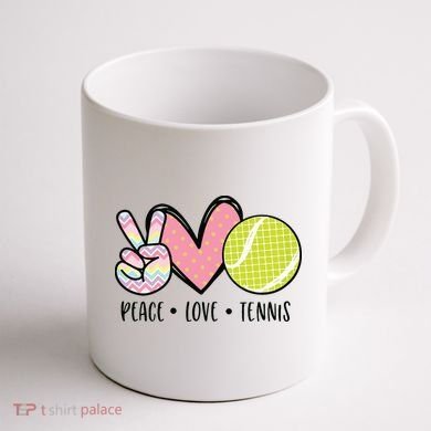 Peace Love Tennis Cute Design Coffee Mug back