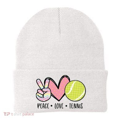 Peace Love Tennis Cute Design Beanie