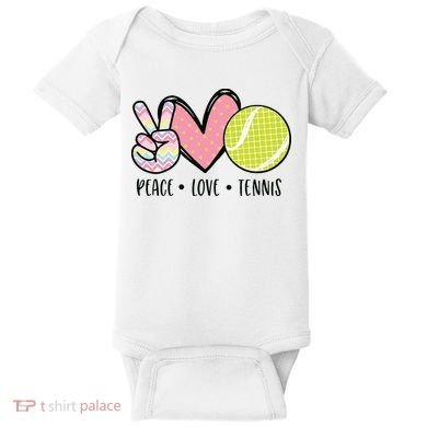 Peace Love Tennis Cute Design Baby Bodysuit