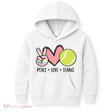Peace Love Tennis Cute Design Kids Hoodie
