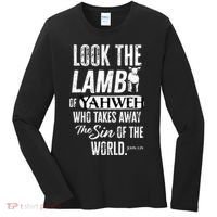 Passover Look the Lamb of Yahweh Yeshua Messianic Hebrew Women's Long Sleeve Shirt thumb 0