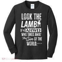 Passover Look the Lamb of Yahweh Yeshua Messianic Hebrew Kids Long Sleeve Shirt thumb 0