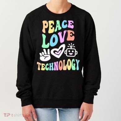 PEACE LOVE TECHNOLOGY Teacher Groovy School Women's Sweatshirt