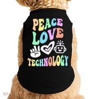 PEACE LOVE TECHNOLOGY Teacher Groovy School Doggie Tank thumb 0