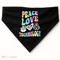 PEACE LOVE TECHNOLOGY Teacher Groovy School USA-Made Doggie Bandana thumb 0