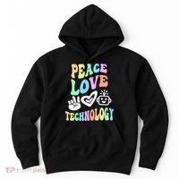PEACE LOVE TECHNOLOGY Teacher Groovy School Hoodie thumb 0