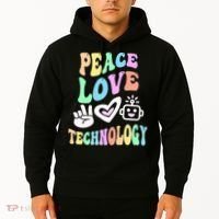PEACE LOVE TECHNOLOGY Teacher Groovy School Hoodie thumb 2