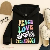 PEACE LOVE TECHNOLOGY Teacher Groovy School Hoodie thumb 4
