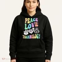 PEACE LOVE TECHNOLOGY Teacher Groovy School Hoodie thumb 5