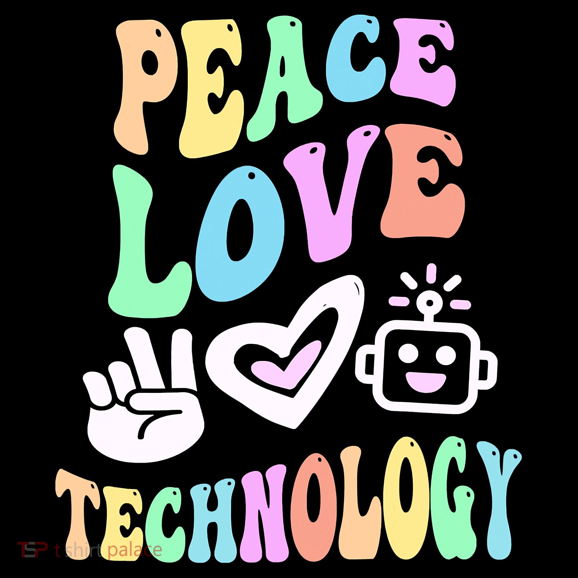 PEACE LOVE TECHNOLOGY Teacher Groovy School Hoodie