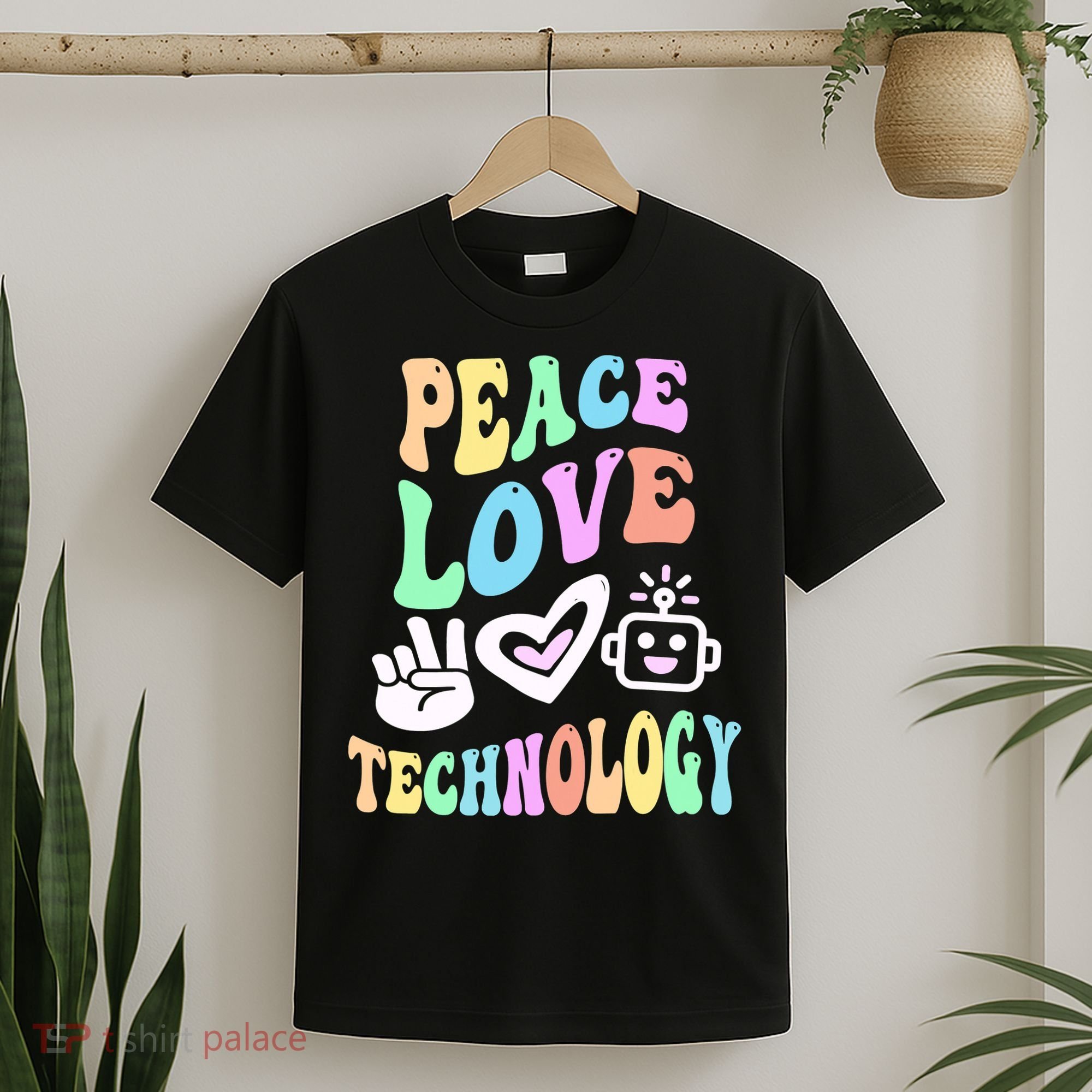 PEACE LOVE TECHNOLOGY Teacher Groovy School T-Shirt