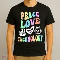 PEACE LOVE TECHNOLOGY Teacher Groovy School T-Shirt thumb 3