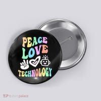PEACE LOVE TECHNOLOGY Teacher Groovy School Button thumb 0
