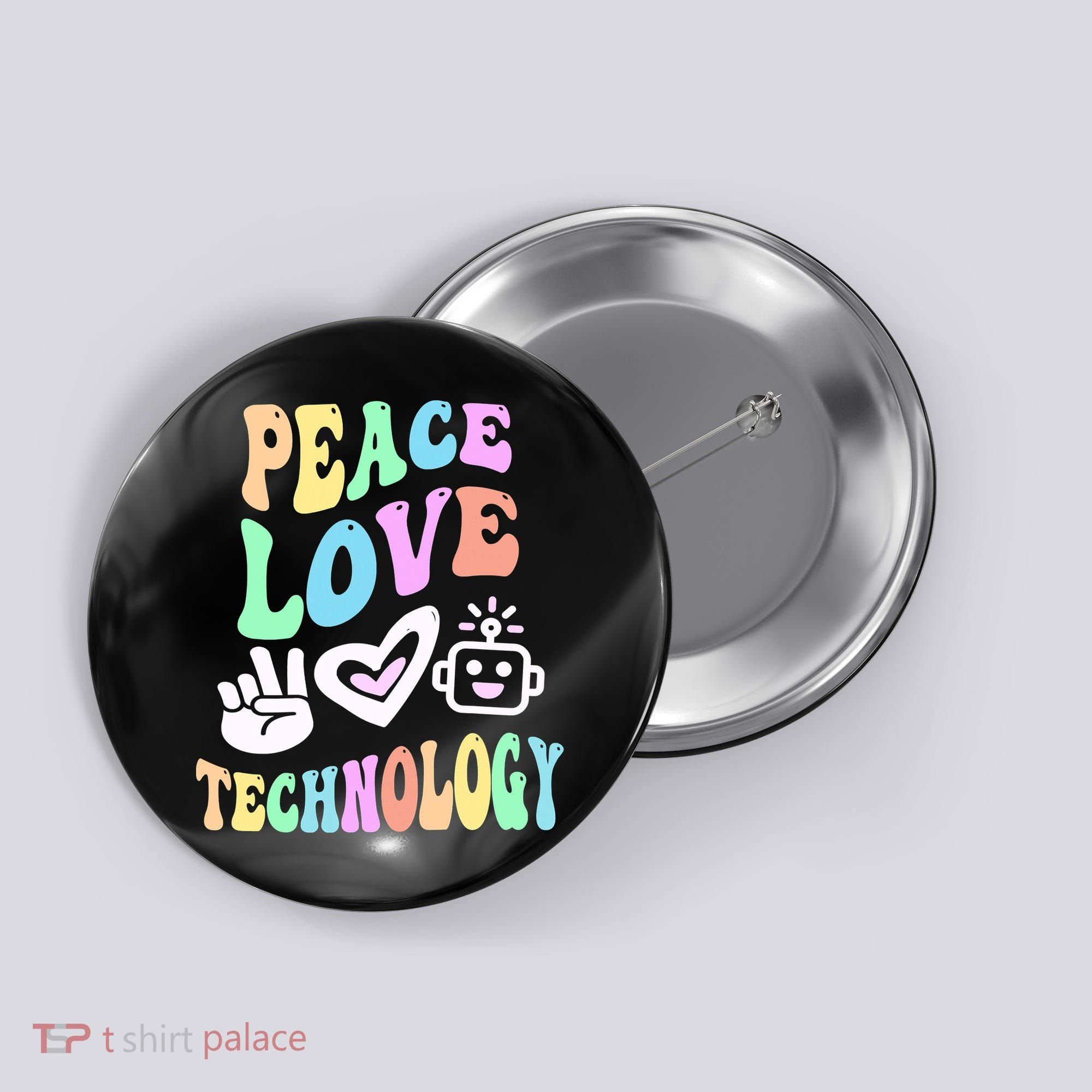 PEACE LOVE TECHNOLOGY Teacher Groovy School Button