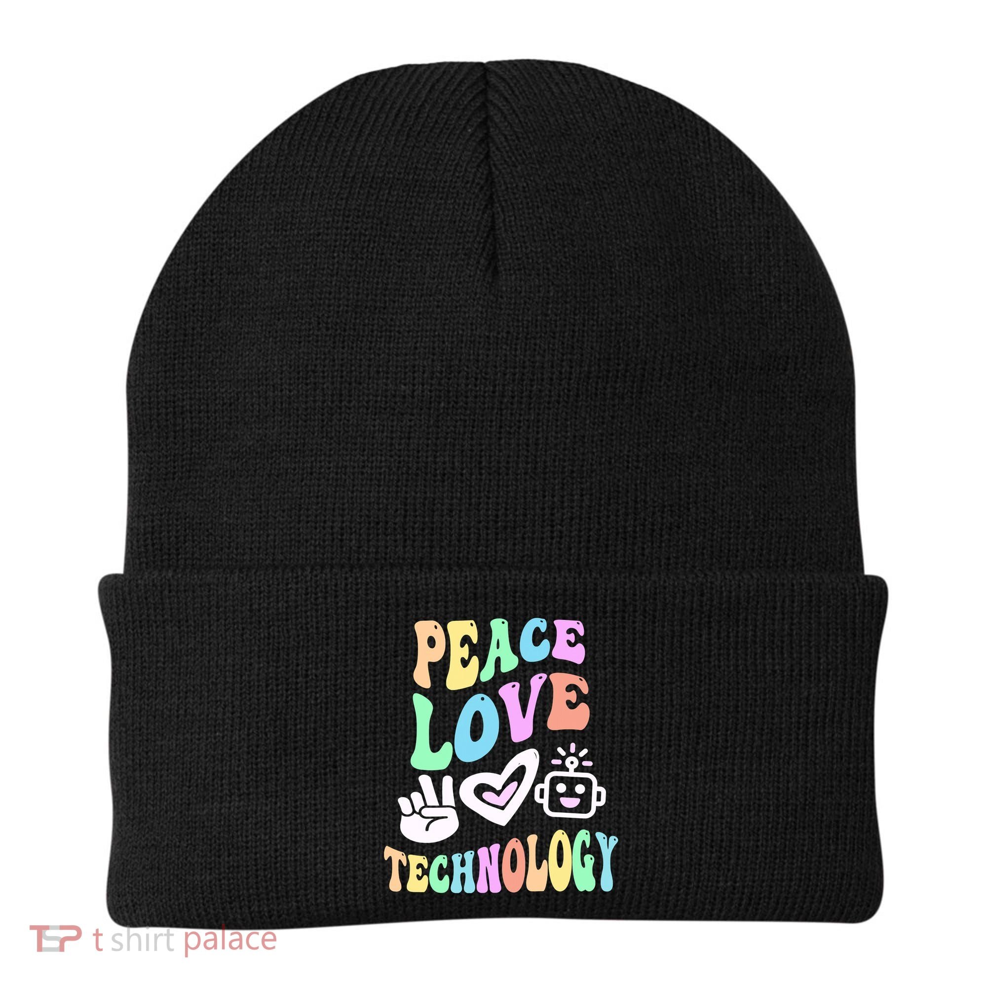 PEACE LOVE TECHNOLOGY Teacher Groovy School Beanie