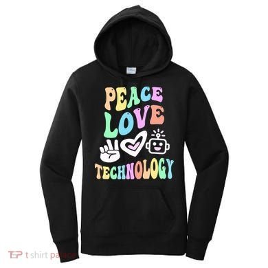 PEACE LOVE TECHNOLOGY Teacher Groovy School Women's Hoodie