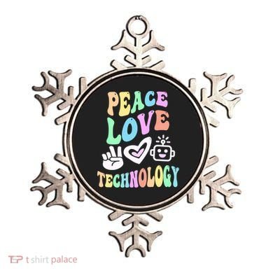 PEACE LOVE TECHNOLOGY Teacher Groovy School Ornament