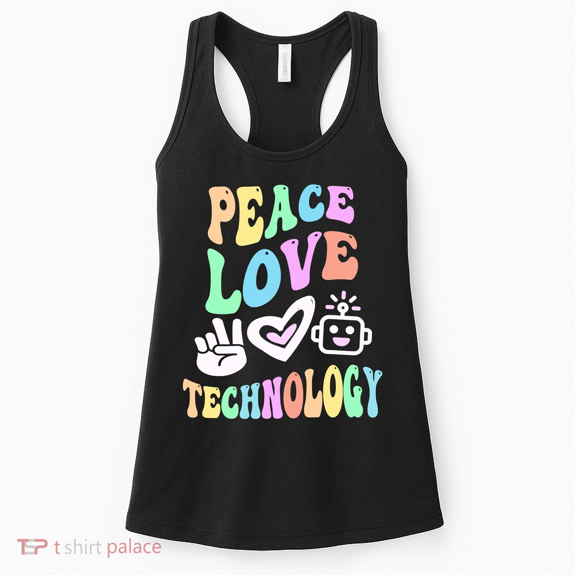 PEACE LOVE TECHNOLOGY Teacher Groovy School Women's Tank Top