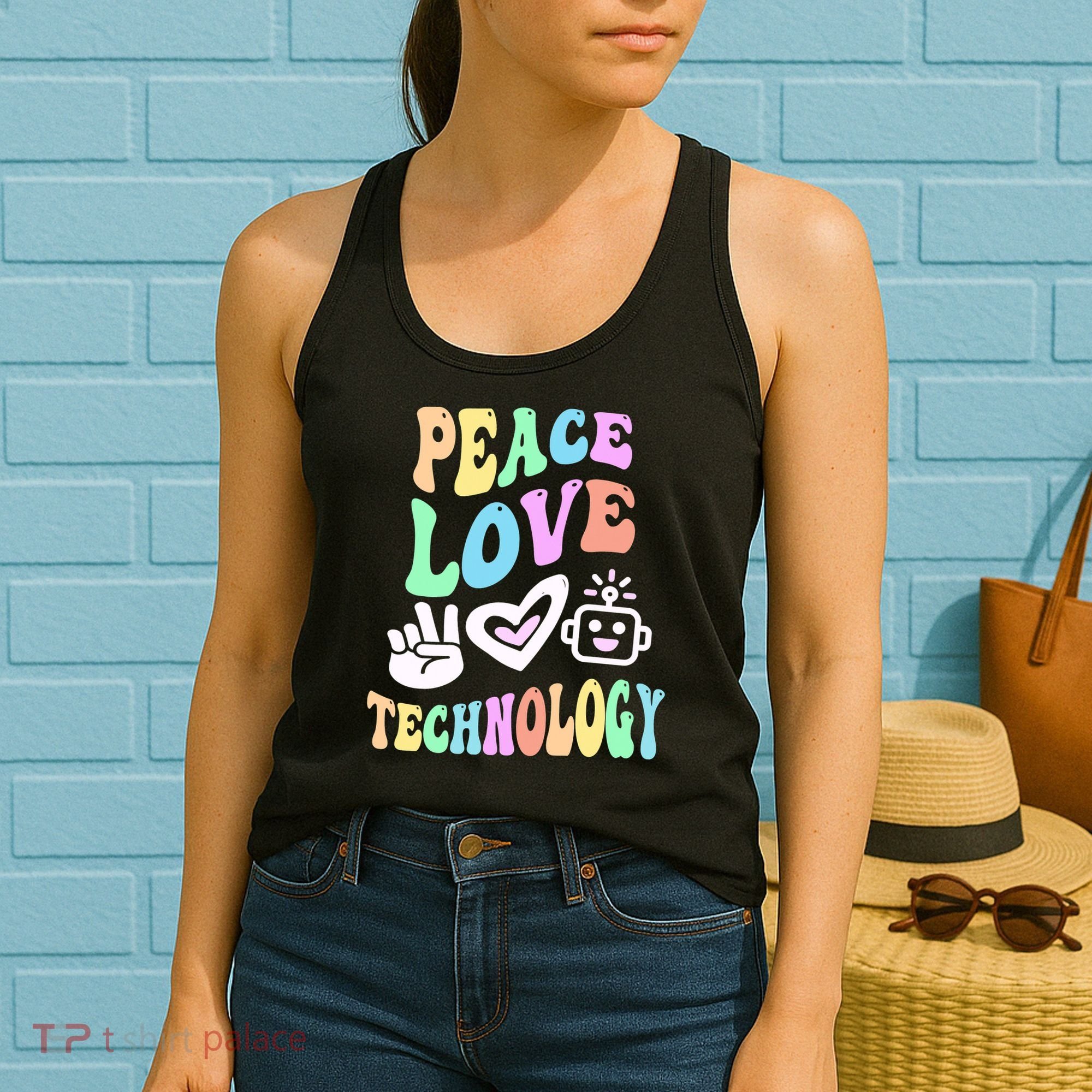PEACE LOVE TECHNOLOGY Teacher Groovy School Women's Tank Top