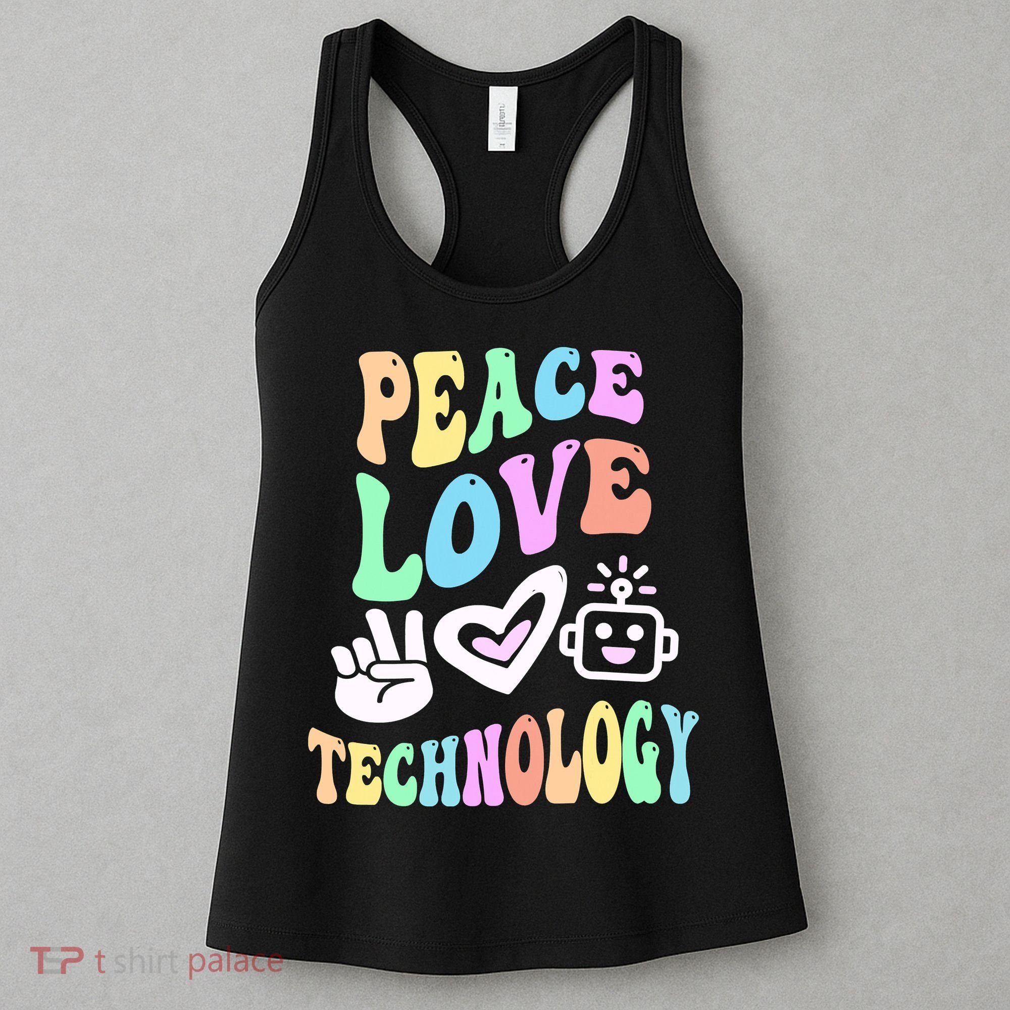 PEACE LOVE TECHNOLOGY Teacher Groovy School Women's Tank Top