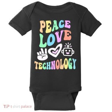 PEACE LOVE TECHNOLOGY Teacher Groovy School Baby Bodysuit