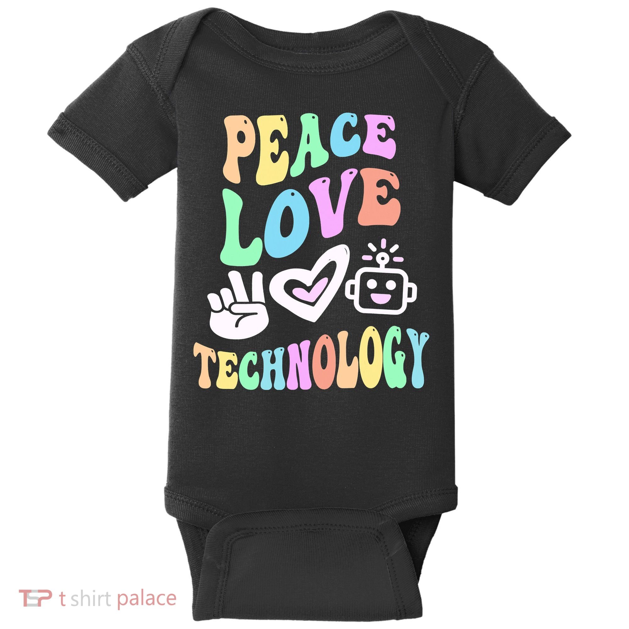 PEACE LOVE TECHNOLOGY Teacher Groovy School Baby Bodysuit