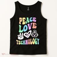 PEACE LOVE TECHNOLOGY Teacher Groovy School Tank Top thumb 2