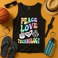 PEACE LOVE TECHNOLOGY Teacher Groovy School Tank Top thumb 4
