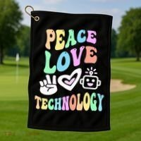 PEACE LOVE TECHNOLOGY Teacher Groovy School Golf Towel thumb 1