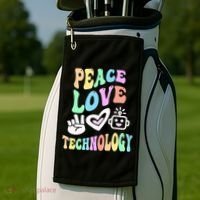 PEACE LOVE TECHNOLOGY Teacher Groovy School Golf Towel thumb 2