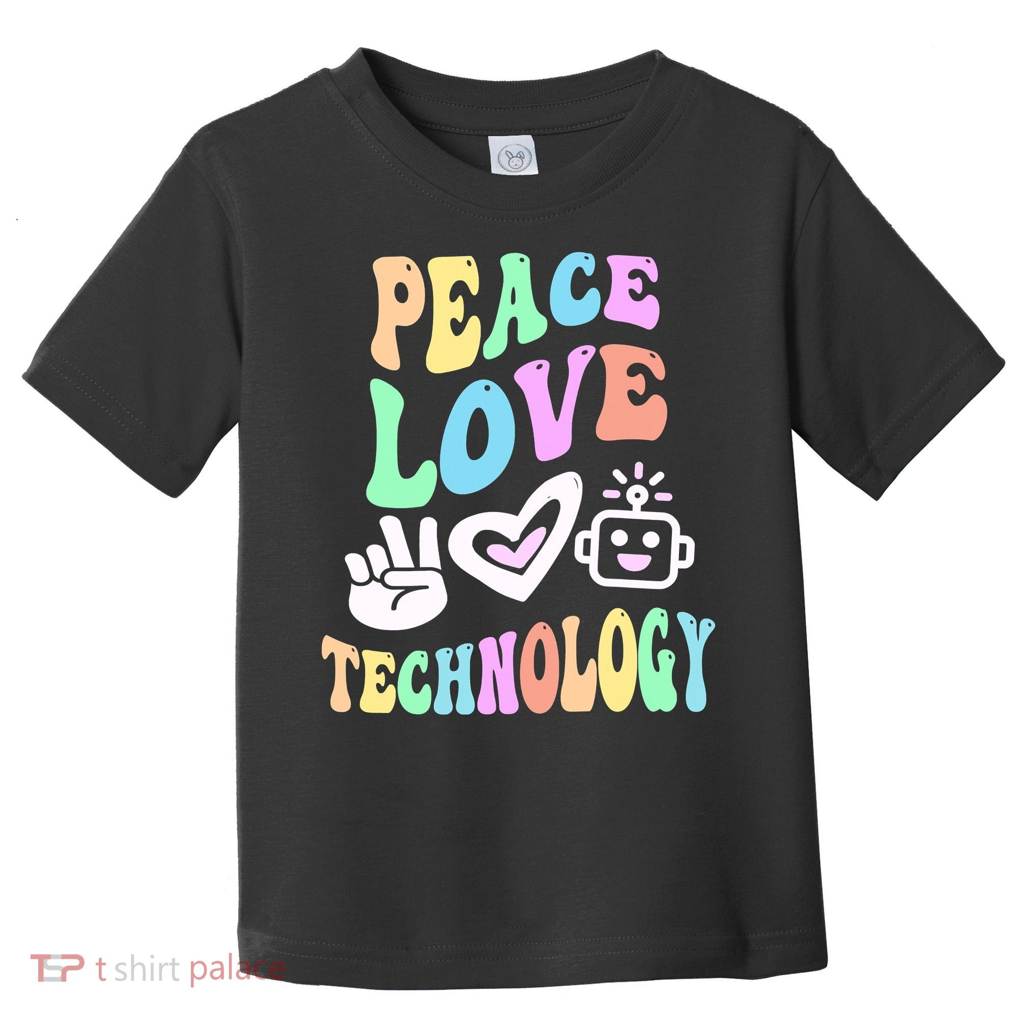 PEACE LOVE TECHNOLOGY Teacher Groovy School Toddler T-Shirt