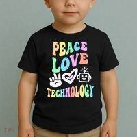 PEACE LOVE TECHNOLOGY Teacher Groovy School Toddler T-Shirt thumb 2