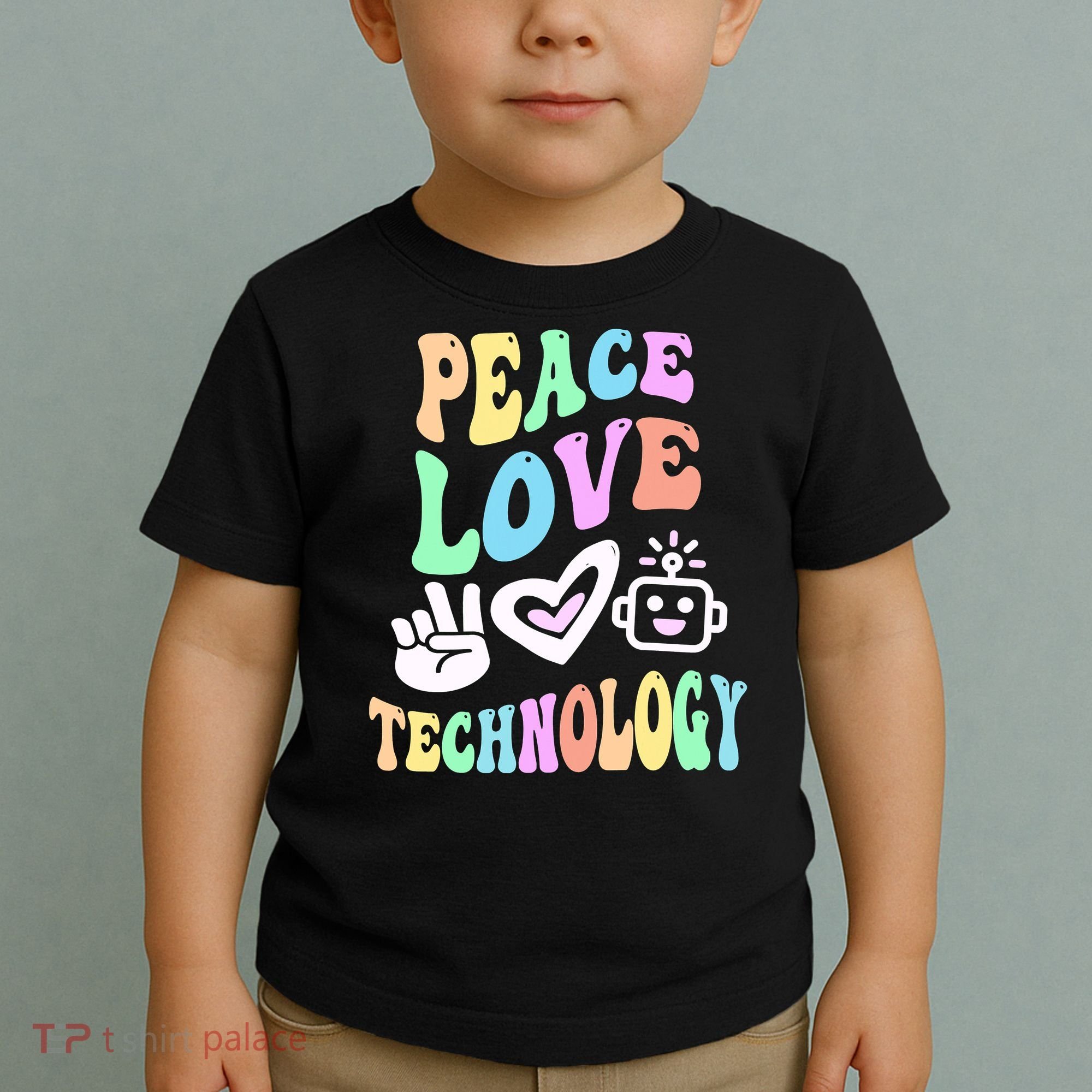 PEACE LOVE TECHNOLOGY Teacher Groovy School Toddler T-Shirt