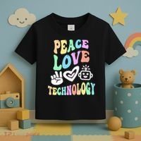 PEACE LOVE TECHNOLOGY Teacher Groovy School Toddler T-Shirt thumb 3
