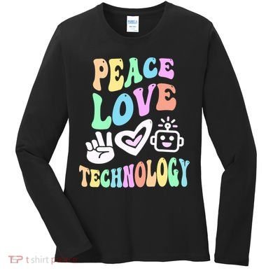PEACE LOVE TECHNOLOGY Teacher Groovy School Women's Long Sleeve Shirt