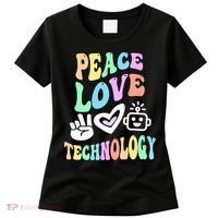 PEACE LOVE TECHNOLOGY Teacher Groovy School Women's T-Shirt thumb 0