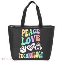 PEACE LOVE TECHNOLOGY Teacher Groovy School Tote Bag thumb 0