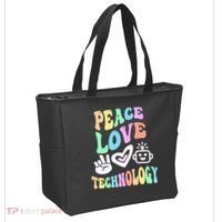 PEACE LOVE TECHNOLOGY Teacher Groovy School Tote Bag thumb 2