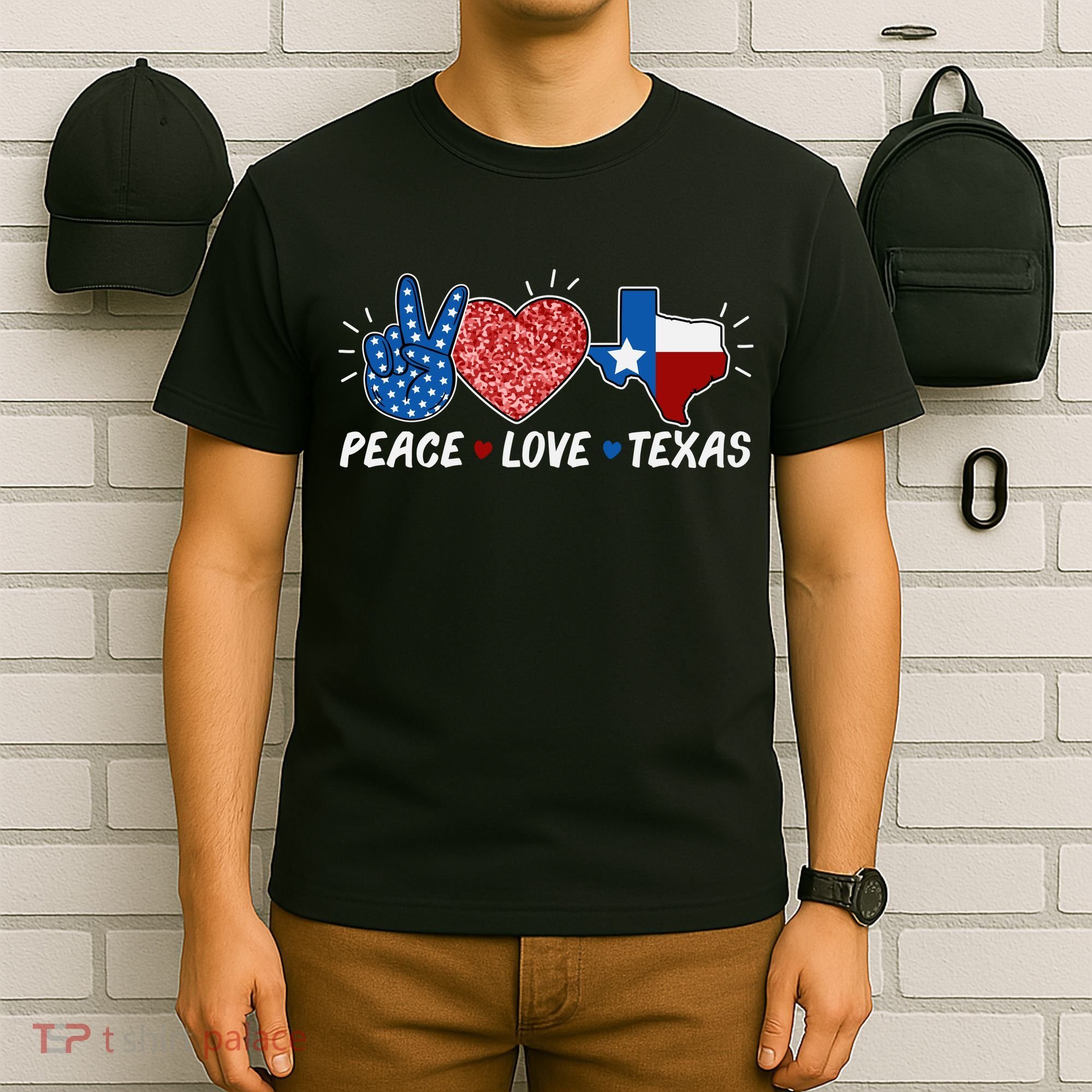 Peace Love Texas Graphic Plus Size For Dads Moms T-Shirt