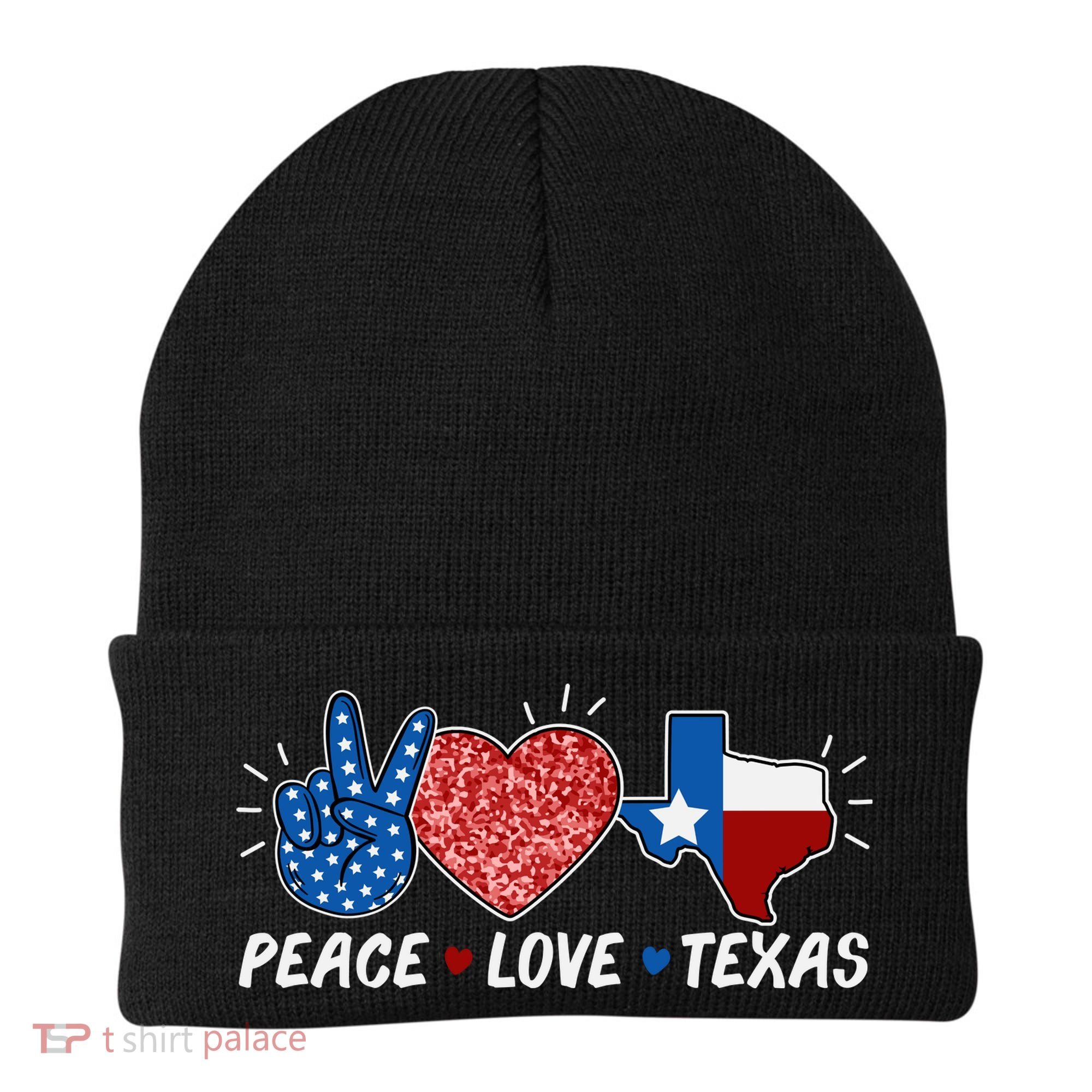 Peace Love Texas Graphic Plus Size For Dads Moms Beanie