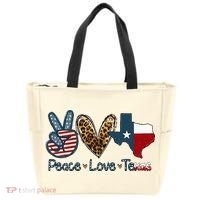 Peace Love Texas TX Texas Flag Funny City Home Roots Tote Bag thumb 0