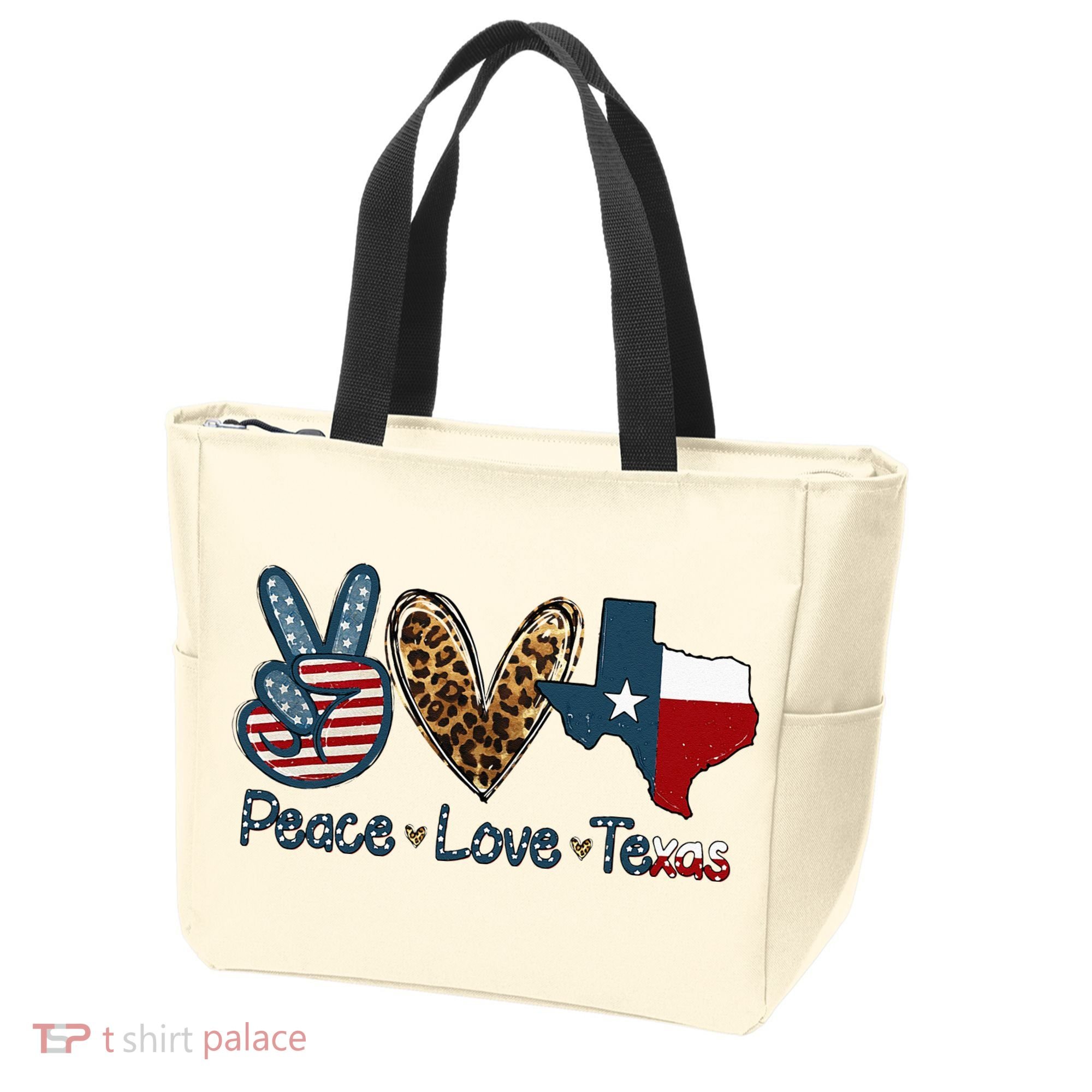 Peace Love Texas TX Texas Flag Funny City Home Roots Tote Bag