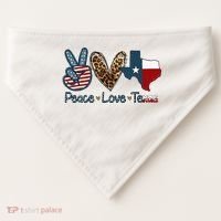 Peace Love Texas TX Texas Flag Funny City Home Roots USA-Made Doggie Bandana thumb 0