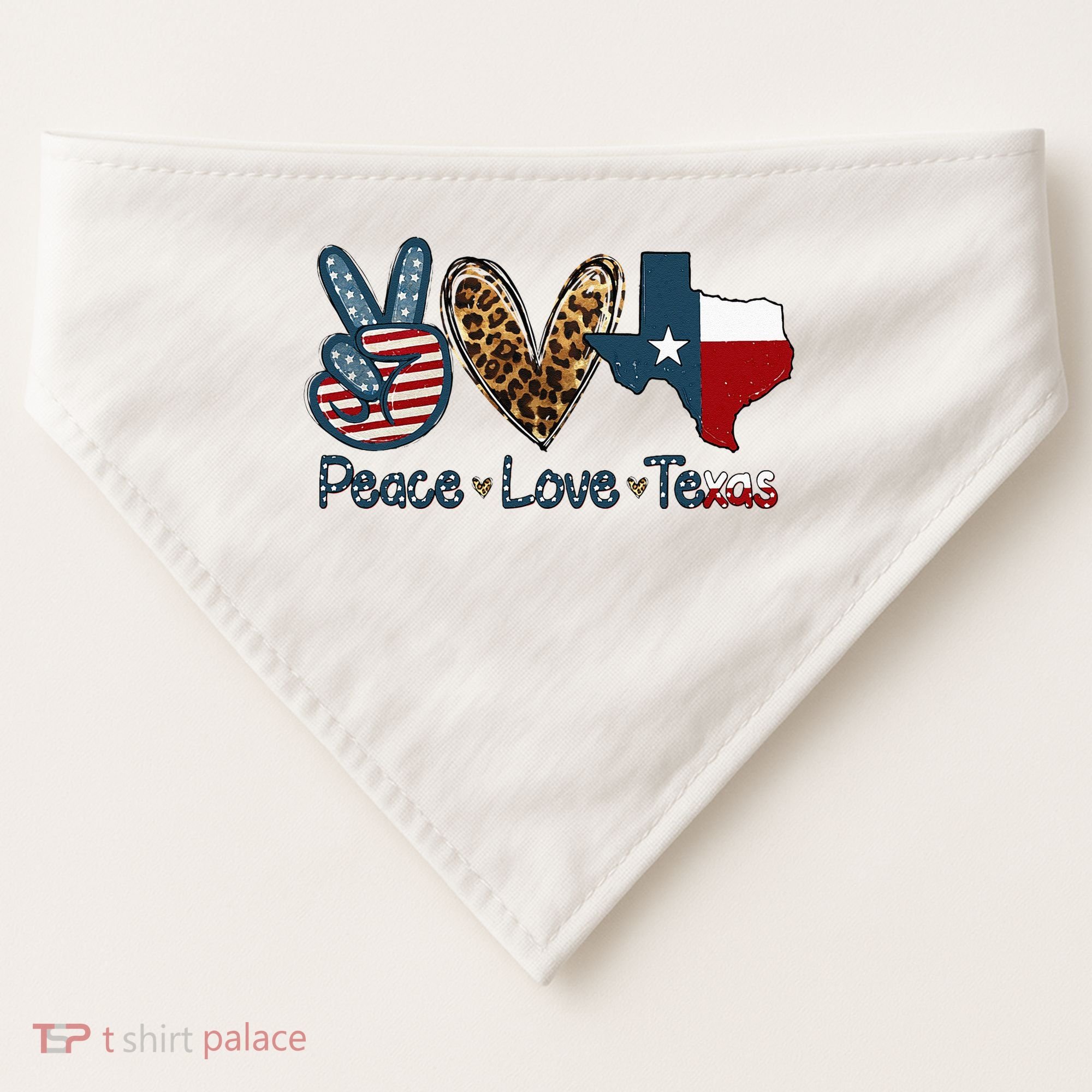 Peace Love Texas TX Texas Flag Funny City Home Roots USA-Made Doggie Bandana