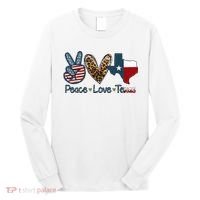 Peace Love Texas TX Texas Flag Funny City Home Roots Long Sleeve Shirt thumb 0