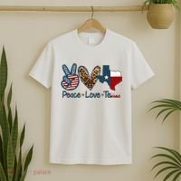 Peace Love Texas TX Texas Flag Funny City Home Roots T-Shirt thumb 2