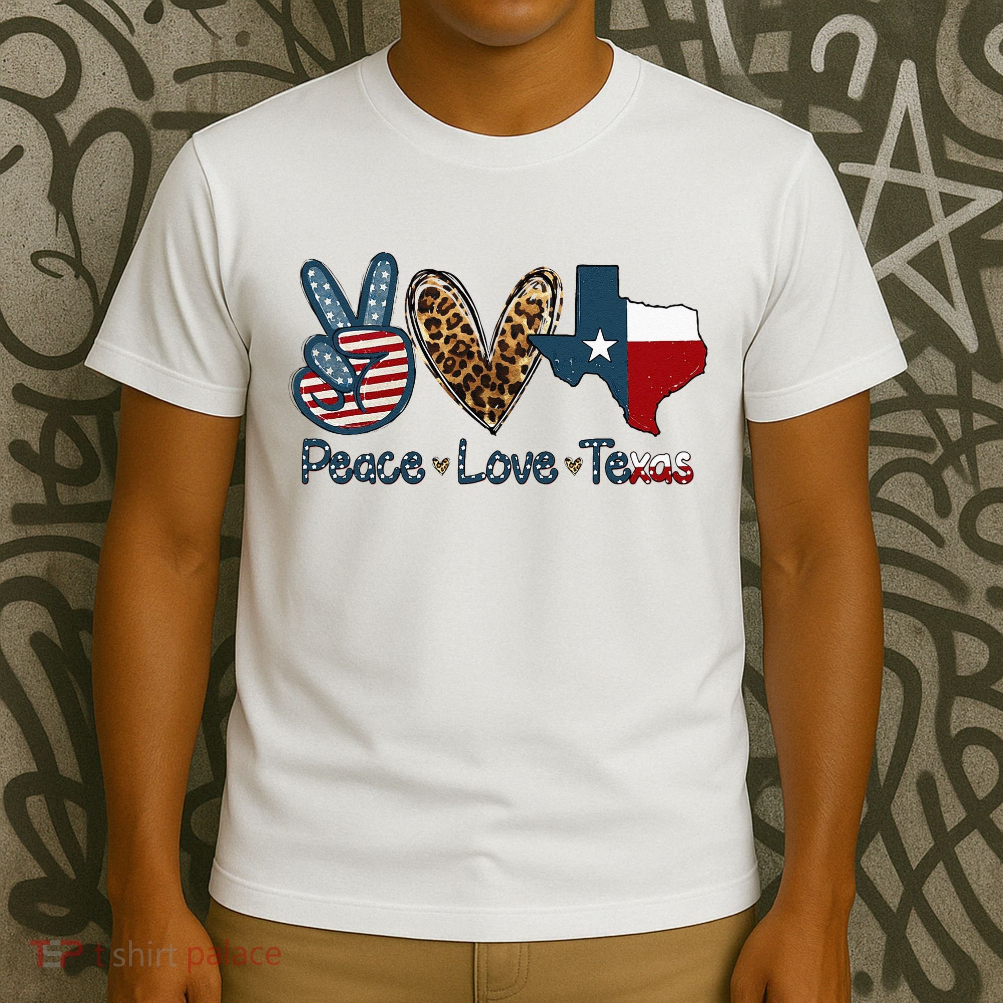 Peace Love Texas TX Texas Flag Funny City Home Roots T-Shirt